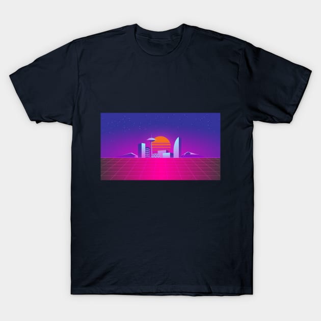 Synthwave 80's neon T-Shirt by RARA_AVIS